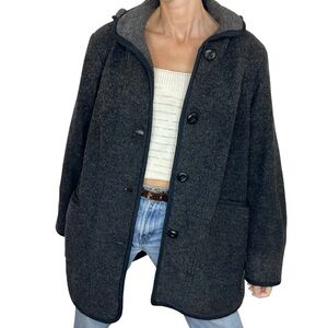 Fennelli Limited Edition grey black hooded wool blend lined sweater coat 16